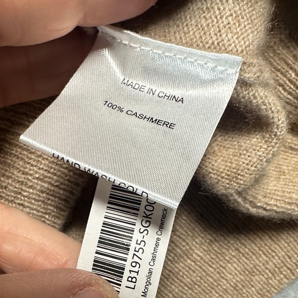 Quince Beige Crew Neck Cashmere Sweater - Picture 5 of 9